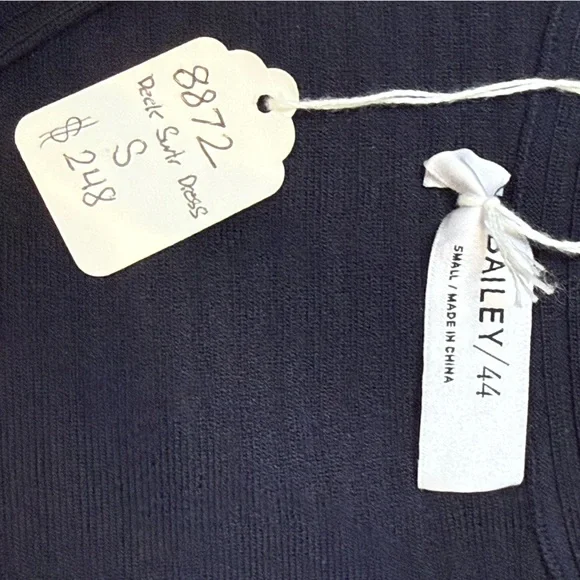 Bailey 44 Deck Ribbed Sweater Dress Navy Blue Stretch Midi Size S NWT 412-R302 - Picture 8 of 9